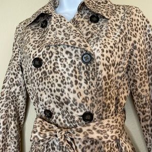 Banana Republic Mad Men Belted Leopard Trench Coat Jacket XS